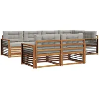 vidaXL Buiten bank set 7 st Natuurlijk en Licht Grijs