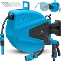 Kesser Tuinslanghaspel Automatische Wandslangenbox inclusief 30 meter Tuinslang en Muurbevestiging - Blauw