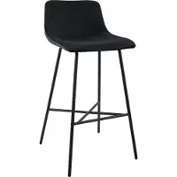 CLP Altona Barkruk - met rugleuning en voetsteun - zwart metalen frame - modern Scandinavisch - keukenbarkruk - zwart/zwart