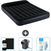 Intex Luchtbed - Twijfelaar - 137 x 191 x 25 cm - Donkerblauw - Inclusief Hoeslaken - Pomp en Reparatieset