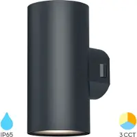 Braytron - LED Wandlamp Up Down - Zwart - 2 x 9W CCT - 3000K-6000K - IP65 - 78x99x115mm