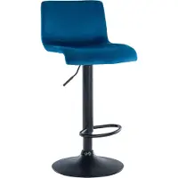 CLP Barkruk Hover - met rugleuning - verstelbaar - draaibar - metalen frame - fluweel - zwart/blauw
