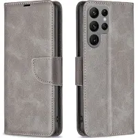 Mobigear Telefoonhoesje geschikt voor Samsung Galaxy S24 Ultra Hoesje | Excellent Bookcase Portemonnee | Pasjeshouder voor 3 Pasjes | Telefoonhoesje voor Pinpas / OV Kaart / Rijbewijs - Grijs