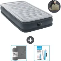 Intex Luchtbed - 1 Persoons - 99 x 191 x 33 cm - Grijs - Inclusief pomp - Hoeslaken en Reparatieset