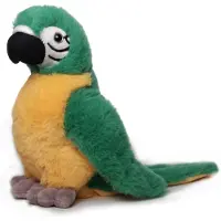 Inware Pluche papegaai vogel knuffel - geel/groen - polyester - 20 cm - Vogel knuffels