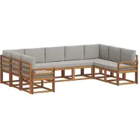 vidaXL Buiten bank set 9 st Natuurlijk en Licht Grijs