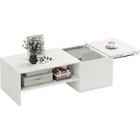 HOMCOM Coffee Table-Spaanplaat-110L x 52B x 36H cm-Wit