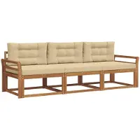 vidaXL Buiten bank set 3 st Natuurlijk en Beige
