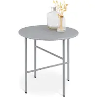 Bomoe Finn Ronde Bijzettafel Metaal Grijs 44 cm Tafelblad Krasbestendig Stabiel, Lichtgewicht Salontafel Binnen & Buiten