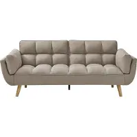 Vente-unique Slaapbank/zitbank met 3 plaatsen in beige stof LOELINE