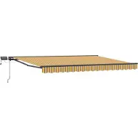 vidaXL Handbediende luifel met LED's Geel, Grijs, Anthraciet 4 × 3,5 m