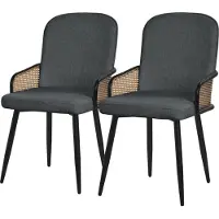ML-Design Eetkamerstoelen set van 2 antraciet met arm & rugleuning, gestoffeerde stoelen voor eetkamer & keuken
