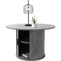 ML-Design Salontafel met schuifdeur Ø80x50 cm betonlook grijs Ronde woonkamertafel met opbergruimte ML design