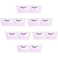 LEDVION – 6x Smart LED Inbouwspot Dubbel Vierkant 162x150x175mm – Wit – Dimbaar – GU10 – RGB+CCT – 4.9W – IP20