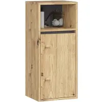Akord Hangende Badkamerkast VAMI W90 met 1 Deur en 3 Planken / Artisan Eik - Grafietgrijs / Furniture Factory / 35x30x80 cm
