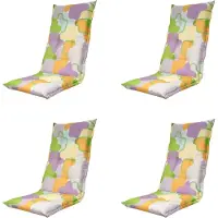 Madison tuinstoelkussen hoge rug grafi lila ca. 123x50 cm set van 4