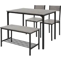 ML-Design Eetkamerset met bank 4-delig met eettafel en stoelen eiken grijs stalen frame ML design