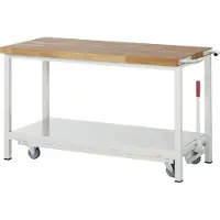 RAU Werkbank serie 8000, verrijdbaar, neerlaatbaar, Legbord, B 1500 x D 700 x H 880 mm