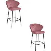 Leobert Barkruk - - Gatta - Donkerroze velours / Zwarte poten - 55 x 49 x 90,5 cm - Set van 2