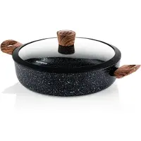 WESTINGHOUSE Hapjespan – Ø 28 cm – Inductie – PFOA-vrij – Inclusief Deksel – Black Marble Wood