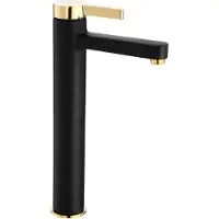 REA Polo Black/Gold High - Wastafelkraan - Zwart/Goud