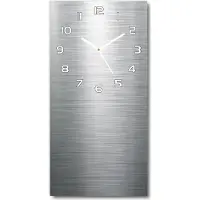 Tulup Wandklok - Metalen achtergrond Wandklok Glas Decoratie - 30x60 cm - Zilver Gekleurde Glazen Klok - Witte handen - Rechthoekige Klok - Klok Glas Met Opdruk - Moderne Wandklok Glas