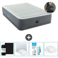 Intex Luchtbed - 2-Persoons - 152 x 203 x 46 cm - Grijs - Inclusief pomp - Hoeslaken - Kussen - Reparatieset en Kussenbeschermer