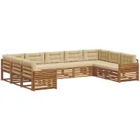 vidaXL Buiten bank set 9 st Natuurlijk en Beige Massief Acacia Hout