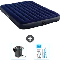 Intex Luchtbed - 2-Persoons - 152 x 203 x 25 cm cm - Blauw - Inclusief Pomp en Reparatieset