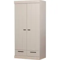 Woood Connect Kledingkast 2-Deurs met Lade - Grenen - Wit - 195x94x53