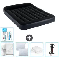 Intex Luchtbed - Twijfelaar - 137 x 191 x 25 cm - Donkerblauw - Inclusief Hoeslaken - Kussen - Pomp - Reparatieset en Kussenbeschermer