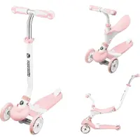 HyperMotion Draisienne Step Scooter Kind Evolutief 5 in 1 Tot 50 KG Duwer Voetsteun Zadel Stuur Verstelbaar - CE Roze