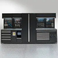 Datona Werkplaatsinrichting PREMIUM met RVS werkblad - 362 cm breed - Zwart