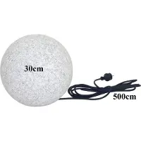 Trango IP65 tuinbal 30cm diameter 300G in granietsteenlook *NATURE* incl. ca. 5 meter IP44 voedingskabel met 1x E27 fitting (zonder lamp), bollamp, tuinlamp, lichtbol, buitenlamp