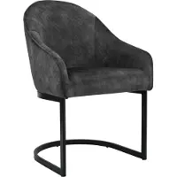 CLP Jarik Eetkamerstoel - met armleuning - Modern - Metalen Frame - Belastbaar tot 140 kg - Fluweel/donkergrijs