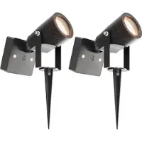 LEDVION - 2X LED Solar Prikspots, Zwart, IP44, 3000K