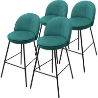 ML-Design Barkruk set van 4 petrol 52x102x50 cm met rugleuning en voetensteun tot 120 kg