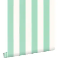 ESTAhome behang strepen mintgroen en wit - 53 cm x 10.05 m - 139910