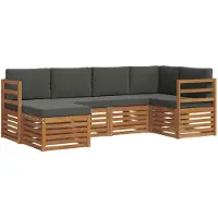 vidaXL Buiten bank set 6 st Natuurlijk en Antraciet Polyester