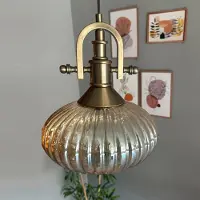 Bamyum Elegant Glazen Enkele Kroonluchter Retro Honingkleur Hanglamp