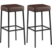 CLP Set van 2 barkrukken Montreal, met beklede zitplaatsen en voetsteunen | Kleur: bruin, frame: zwart