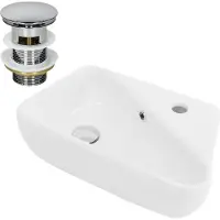 LuxeBath Wastafel incl. afvoerset met overloop 45x27x13 cm Wit keramiek ML-Design