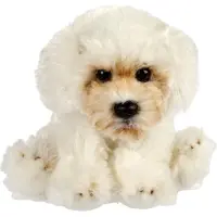Suki Gifts Pluche knuffeldier hond - Maltezer - creme wit - 13 cm - huisdieren thema - Knuffel huisdieren