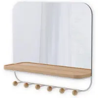 SmartaSaker Estique spiegel 46x10x41cm met planchet en 6 haken Spiegel Wit 1018031-660