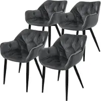 ML-Design Set van 4 eetkamerstoelen Saga velvet | fluweel grijs 59x83x67 cm eetkamerstoelen | NADUVI