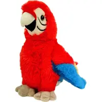 Inware Pluche papegaai vogel knuffel - rood/blauw - polyester - 20 cm - Vogel knuffels