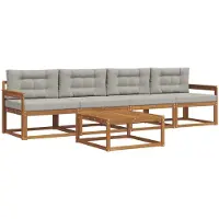 vidaXL Buiten bank set 5 pcs Natuurlijk en Licht Grijs