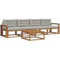 vidaXL Buiten bank set 5 pcs Natuurlijk en Licht Grijs