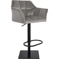 CLP Barkruk Damaso B - fluweel, zwart frame - grijs