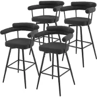 ML-Design Set van 4 barkrukken 360° draaibaar donkergrijs 61x103x55 cm met armleuning, rugleuning en voetensteun tot 120 kg ML design